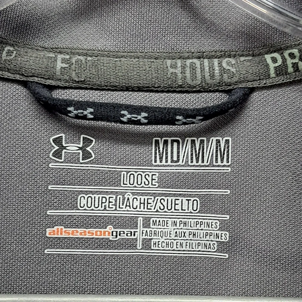 Under Armour Mens All season gear Track Jacket Grey White Stripe Full Zip Size M